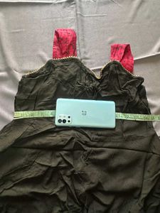 Black Dress with Red Dupatta