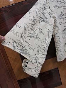 Beige Abstract Print Crop Top