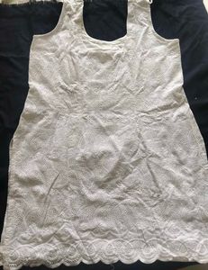 White Chikankari Kurti - L