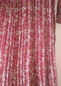 Red Flare Floral Dress With Balloon Sleeves