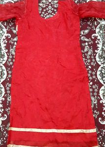 Red Colour Trouser Suit Without Dupatta