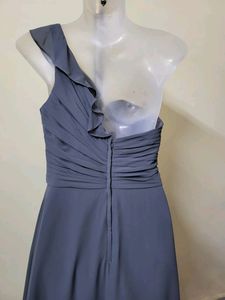Gray One-Shoulder Gown