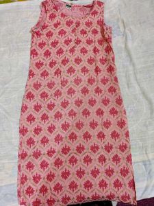 Pink Floral Sleeveless Kurta
