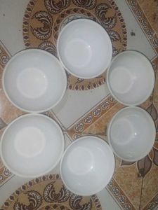 Set of 6 White Ceramic Bowls