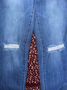 Blue Minimal Knee Ribbed Denim | Size 28-30