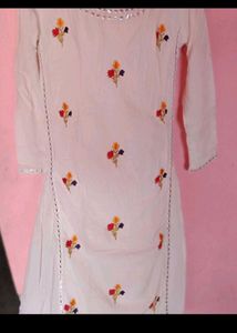 Preety Lovely White Floral Dress Full Length L Siz