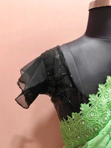 Green Embroidered Saree With attached Blouse