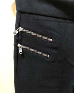 Black Zipper Accent Pants