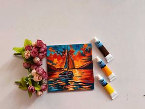 Mini Sailboat Sunset Painting
