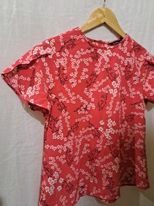 Floral Print Red Top (Women&#39;s)