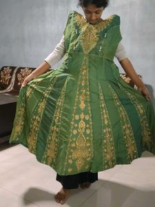 3 colour available Green &amp; Gold Embroidered Anarka