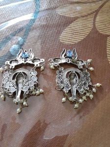 Silver Tone Elephant Earrings