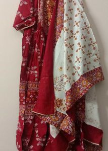 Red Kurta Top With Dupatta