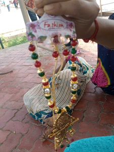 Krishna design beautiful stone necklace with earri