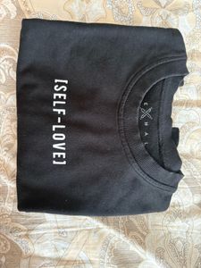 Black &#39;Self-Love&#39; Cropped Sweatshirt