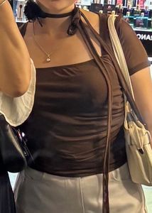 Brown Mesh Corset Top