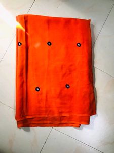 Orange georgette saree with blouse