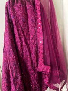 Maroon Embroidery Lehenga With Duppata