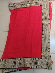 Elegant Red & Gold Embroidered Saree