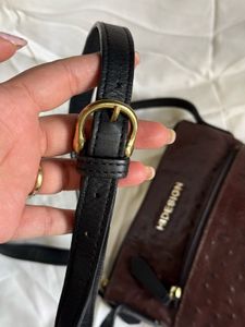 Pure Leather Hidesign Brown &amp; Black Sling Bag