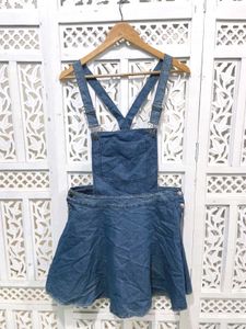 Ice Retro Flare Denim Overall Skirt D
