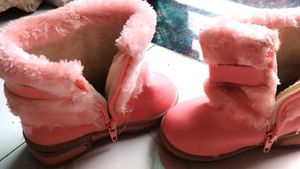 Pink Faux Fur Ankle Boots
