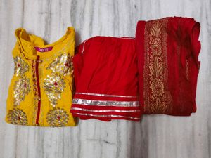 3 pis Kurti,palazo & dupatta Set