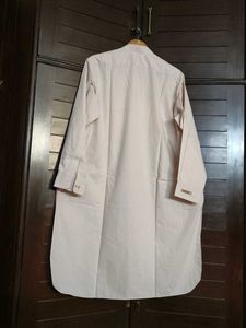 Men Beige Long Rayon Casual Kurta