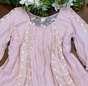 Pink Lace Trimmed Top