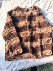 Textured Brown Striped Cardigan
