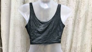 Black Faux Leather Bralette