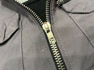 Charcoal Cropped Bomber Jacket with Utility Pocket