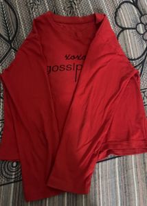 Red “ Gossip Girl&#34; Long Sleeve Top