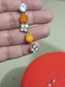 orange beads Elegant Drop Earrings