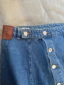 Vintage Denim Button-Front Midi Skirt