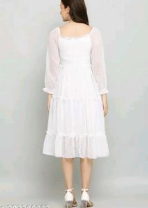 Elegant White Flare A Line Dress