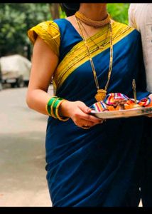 Elegant Blue Pure Irkal Saree With Blouse
