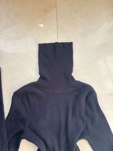 Black Backless Turtleneck Sweater