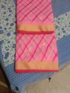 Pink Cotton Sarri With Blawaj