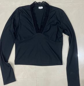 Black Lace Trim Top