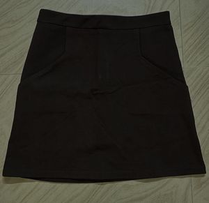 Brown Mini Skirt with Pockets