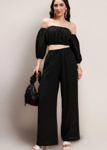 Ketch Off Shoulder Top With Wide Leg Trousers
