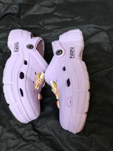 Women Purple Rubber Crocs with Charms