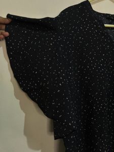 Elegant Navy Blue Ruffle Sleeve Top