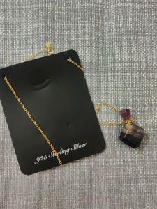 Chain In 925 Silver - Amethyst Perfume Bottle