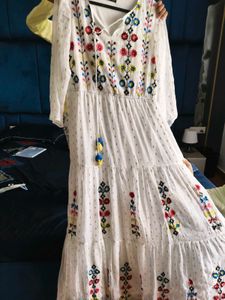 Boho Embroidered White Maxi Dress