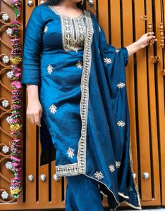 Blue Embroidered Kurta Set