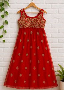 Red Embroidered Girls Dress