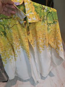 Chique Yellow Floral Shirt L Size