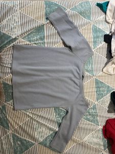 off shoulder  Blue Crop Top